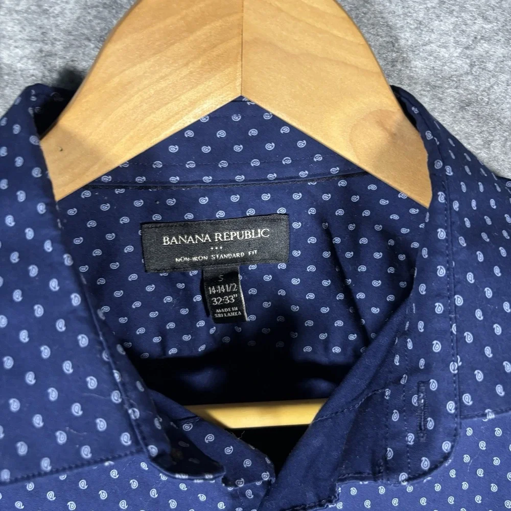 Banana Republic Long Sleeve‎ Button Shirt Blue/White Mens S 14-14 1/2 32-33